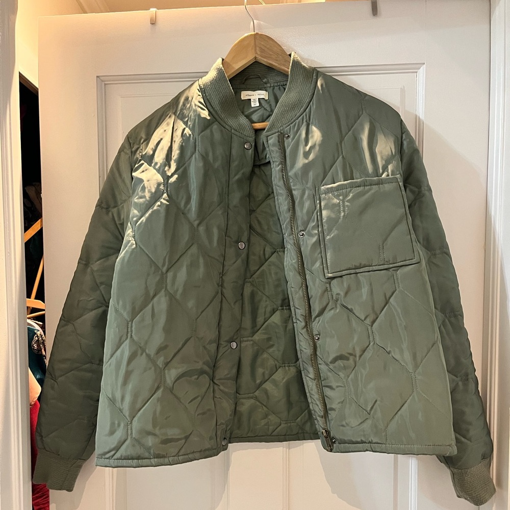 Silence + noise green quilted jacket